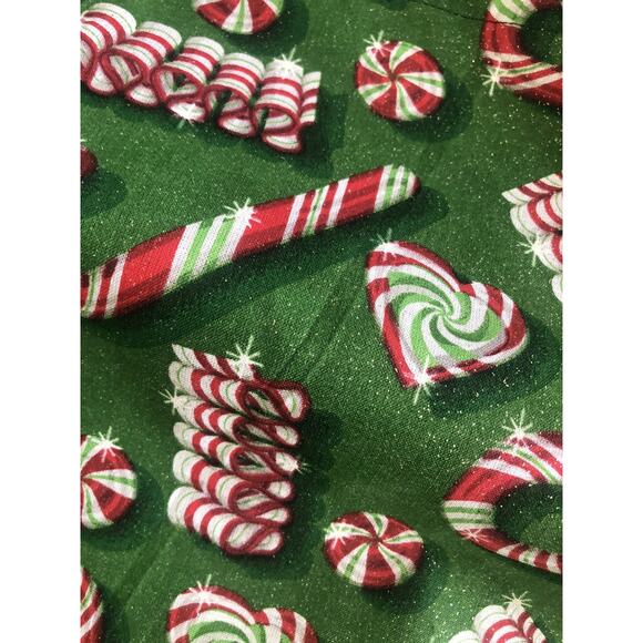 VINTAGE Handmade Christmas HOLIDAY TABLECLOTH. CANDY CANES 71”x55” Vibrant E4 - Picture 5 of 5